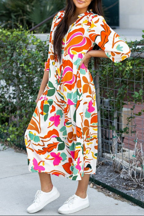 Floral Tiered Midi Dress