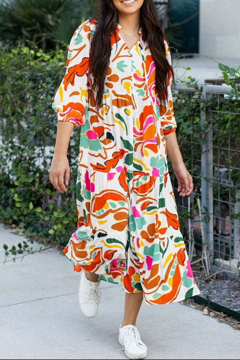 Floral Tiered Midi Dress