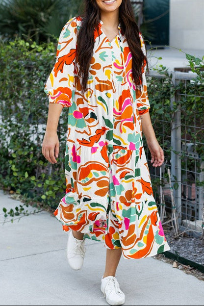 Floral Tiered Midi Dress