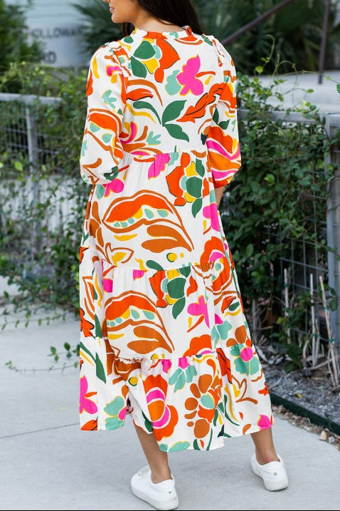 Floral Tiered Midi Dress