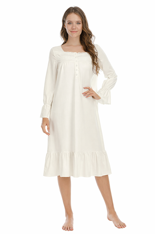 Flounce Sleeve Ruffle Hem Night Dress