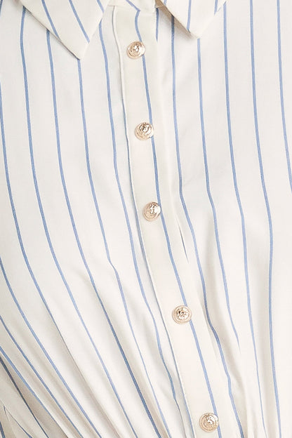 Pin Striped Elastic Waist Midi Dress