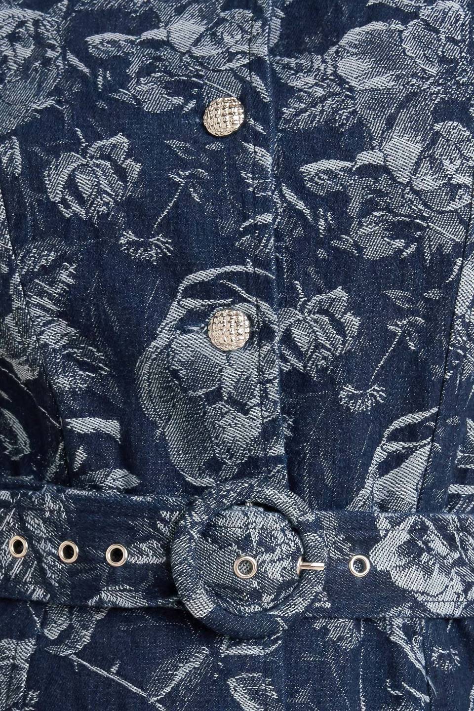 Floral Etched Denim Midi Dress