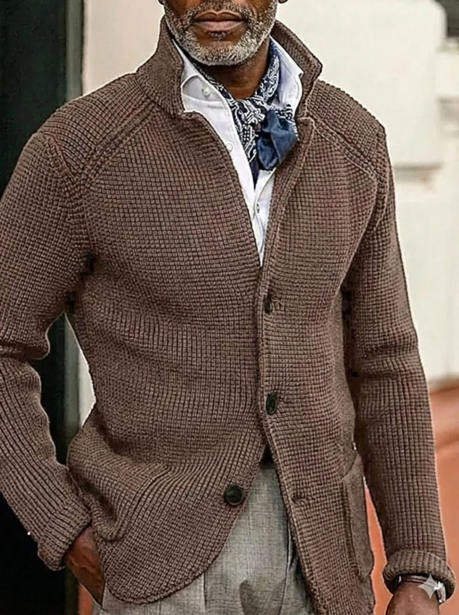 Men's Full Size Textured Knit Button-Down Coat Outerwear