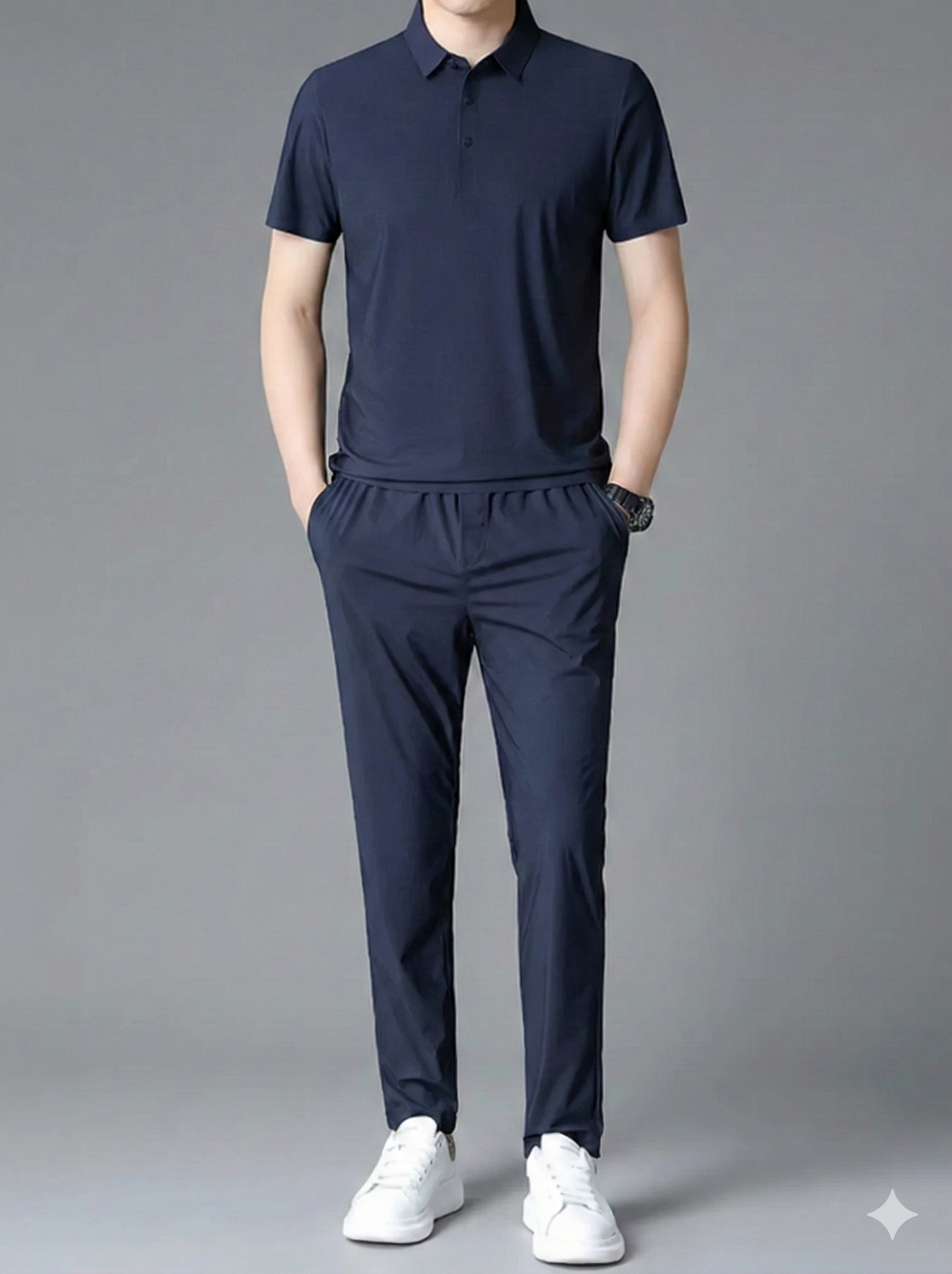 Men's Full Size Button Detail Short Sleeve Polo