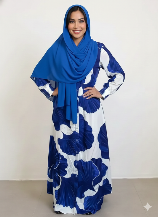 Button Up Maxi Shirt Dress - Printed