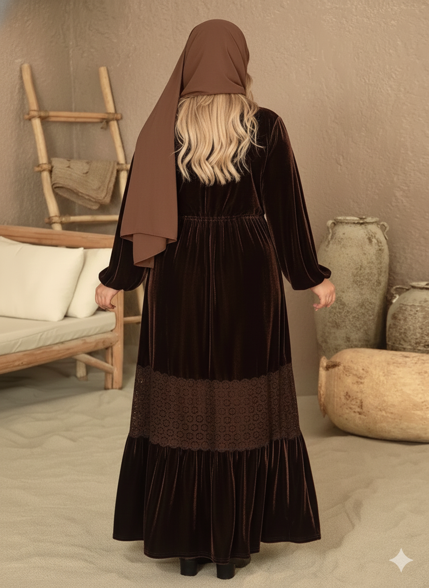 V-Neck Puffy Sleeve Maxi Dress - Plus Size