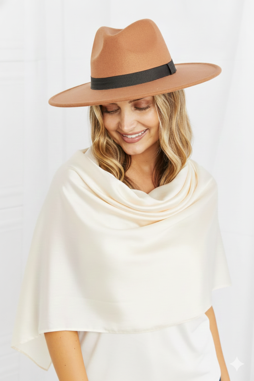 Women's Classic Fedora Hat - Tan