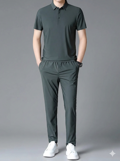 Men's Full Size Button Detail Short Sleeve Polo