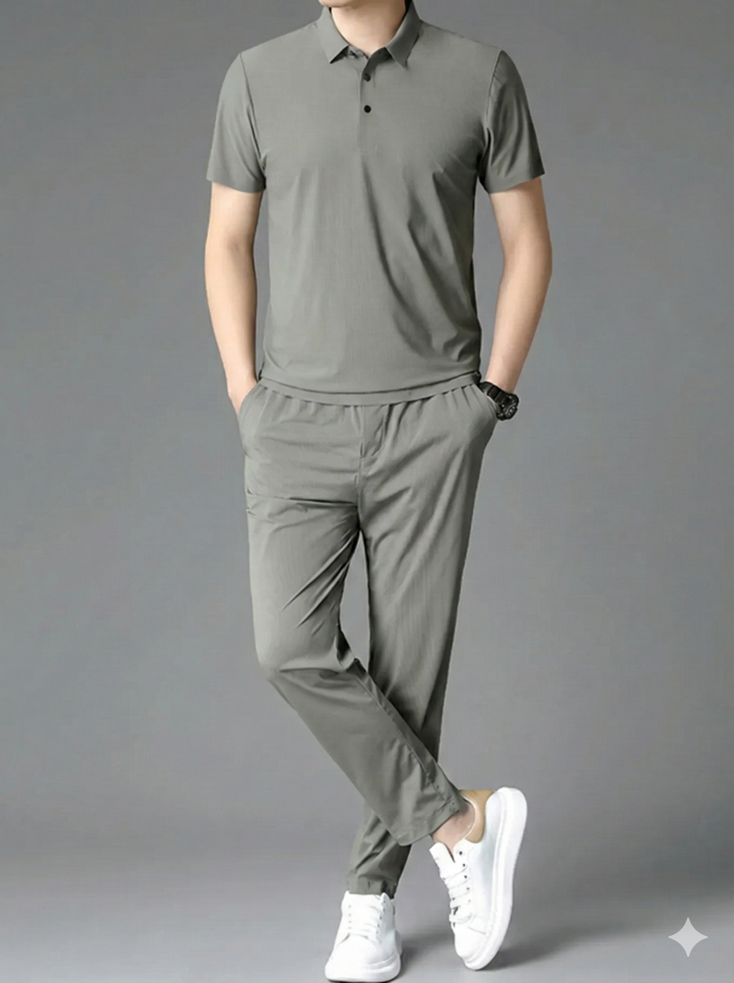 Men's Full Size Button Detail Short Sleeve Polo