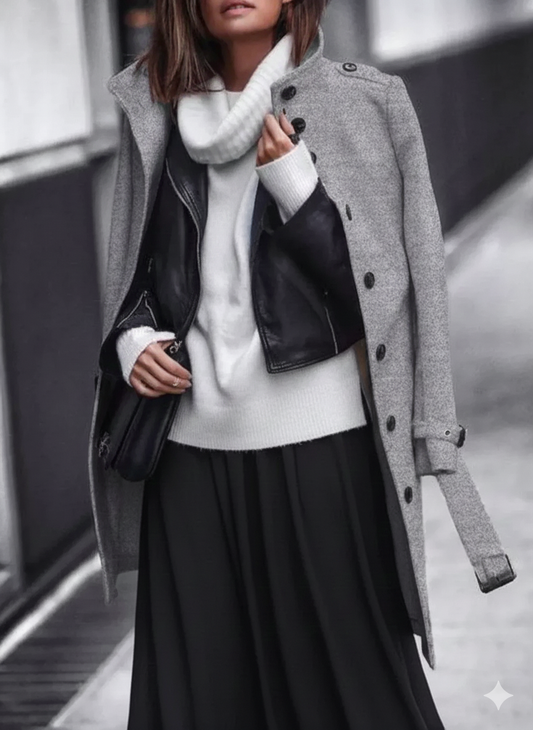 Women's Button-Down Longline Coat with Belt