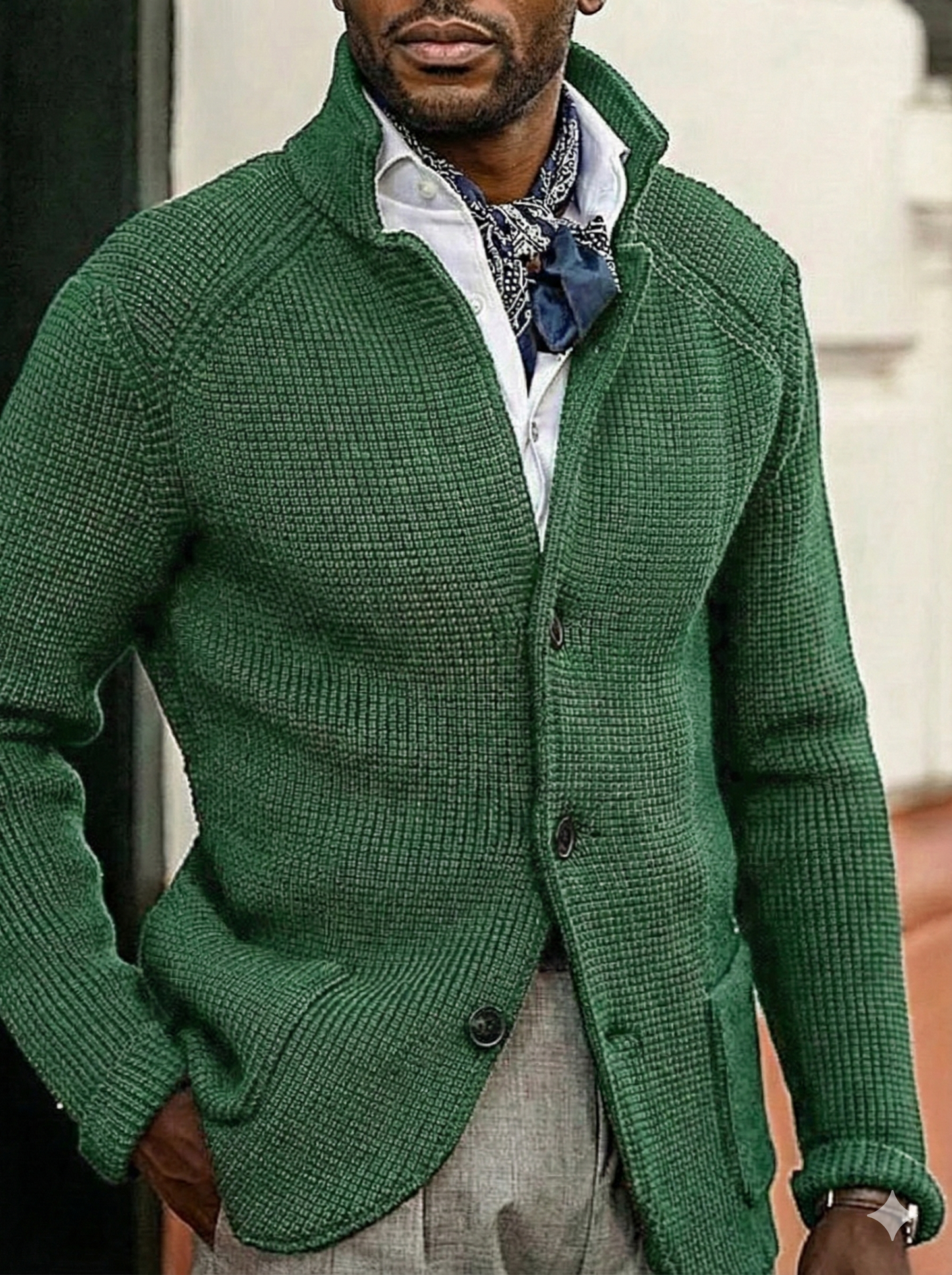 Men's Full Size Textured Knit Button-Down Coat Outerwear