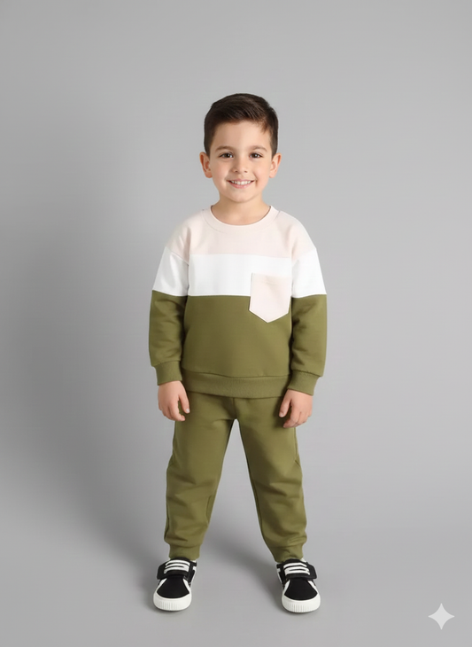 Boy's Color Block Top and Pants Set