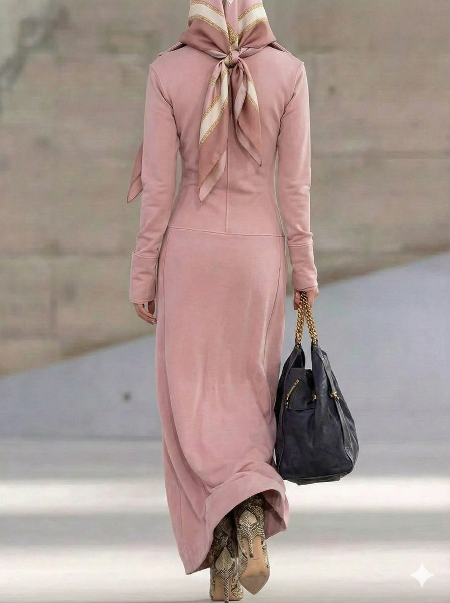 Zip Collar Long Sleeve Maxi Dress