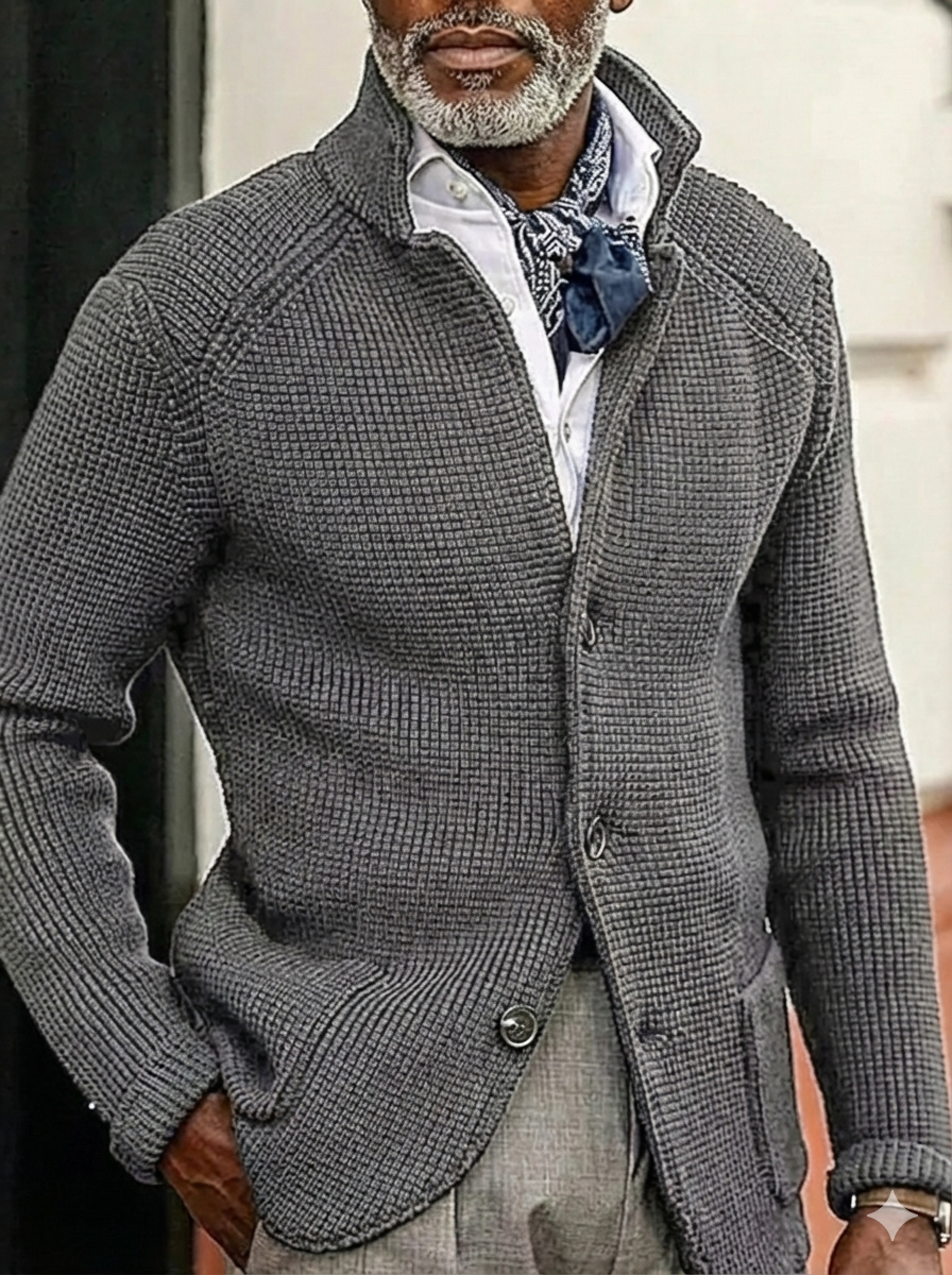 Men's Full Size Textured Knit Button-Down Coat Outerwear