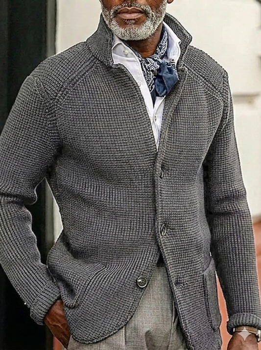 Men's Full Size Textured Knit Button-Down Coat Outerwear