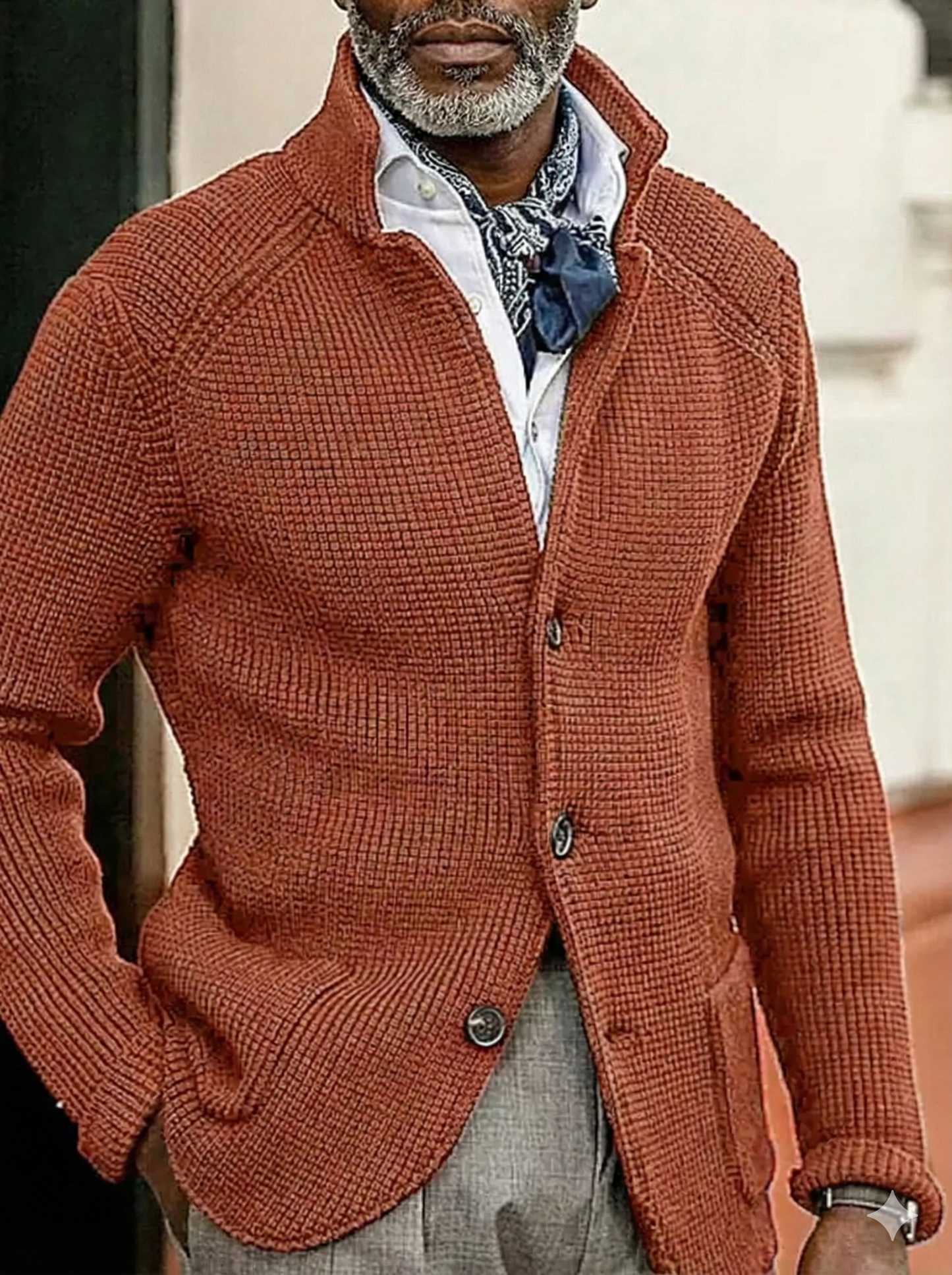 Men's Full Size Textured Knit Button-Down Coat Outerwear