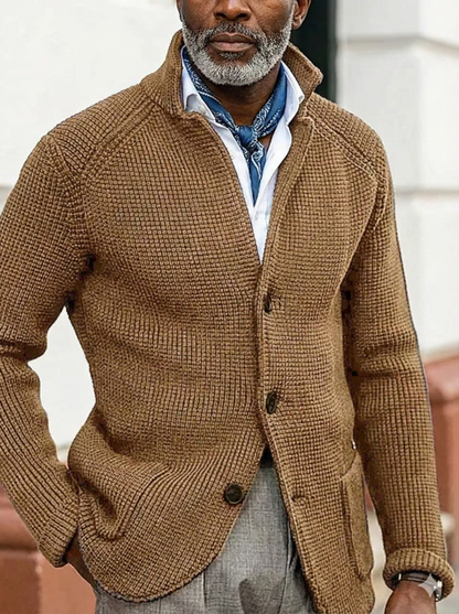 Men's Full Size Textured Knit Button-Down Coat Outerwear