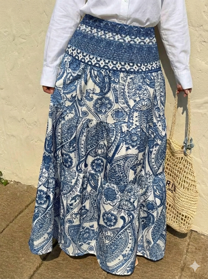 Printed High Waist Maxi Skirt