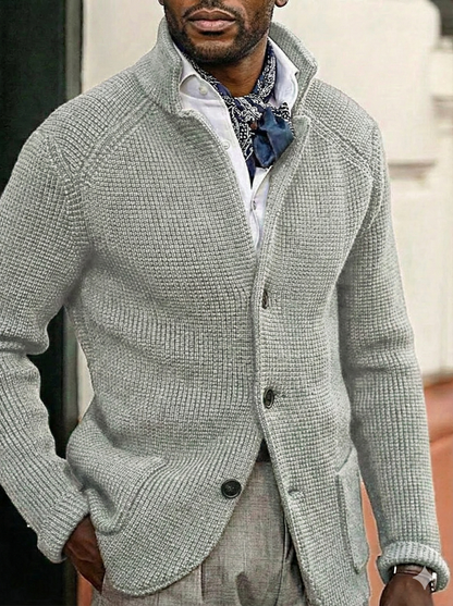 Men's Full Size Textured Knit Button-Down Coat Outerwear