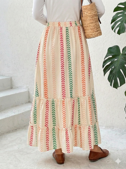 Frill Printed Maxi Skirt