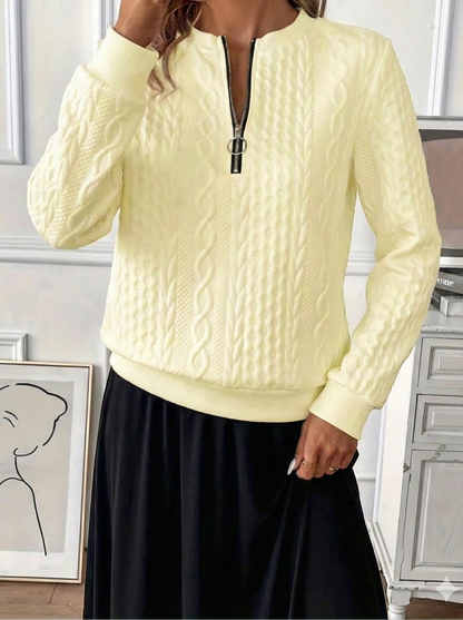 Texture Half Zip Long Sleeve Sweatshirt