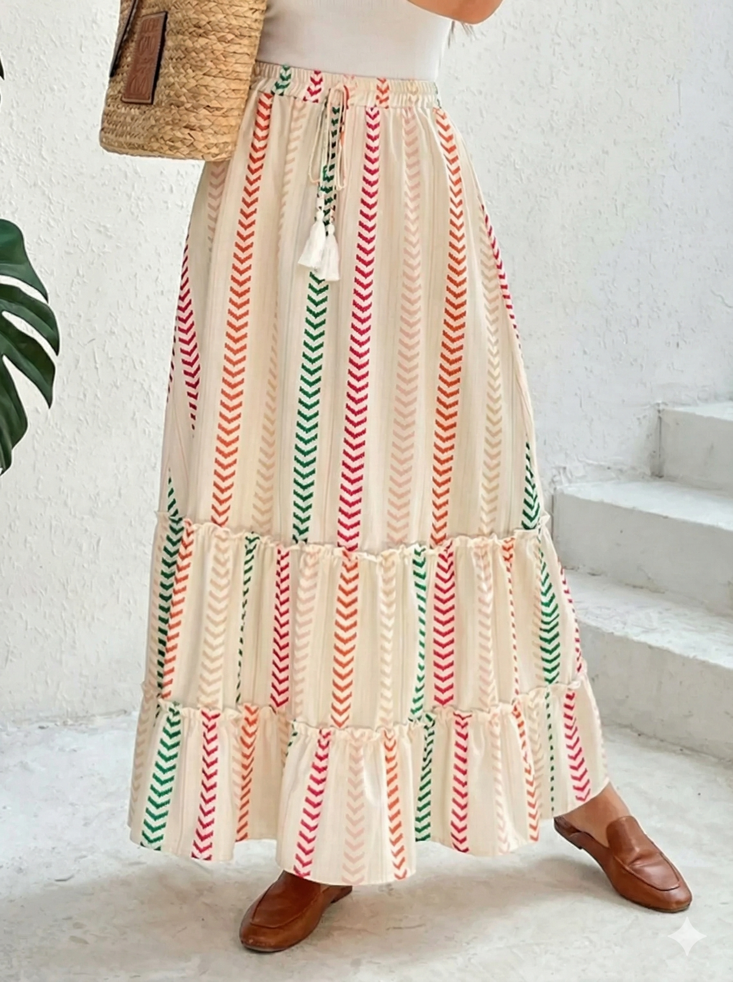 Frill Printed Maxi Skirt