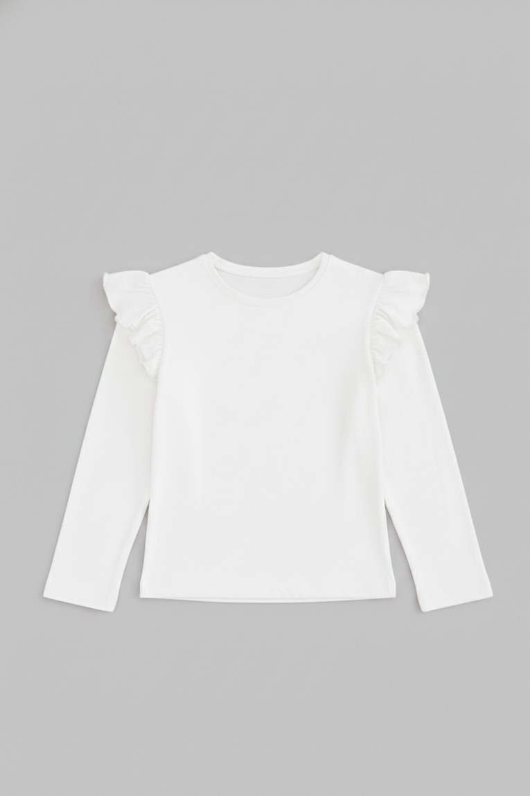 White Ruffle Tee