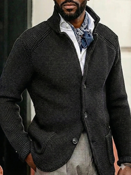 Men's Full Size Textured Knit Button-Down Coat Outerwear