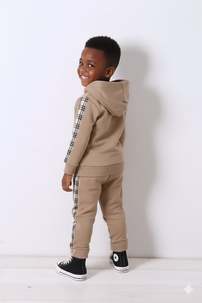Boy's Plaid Hoodie and pants Set