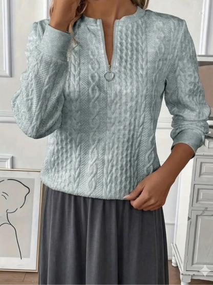 Texture Half Zip Long Sleeve Sweatshirt