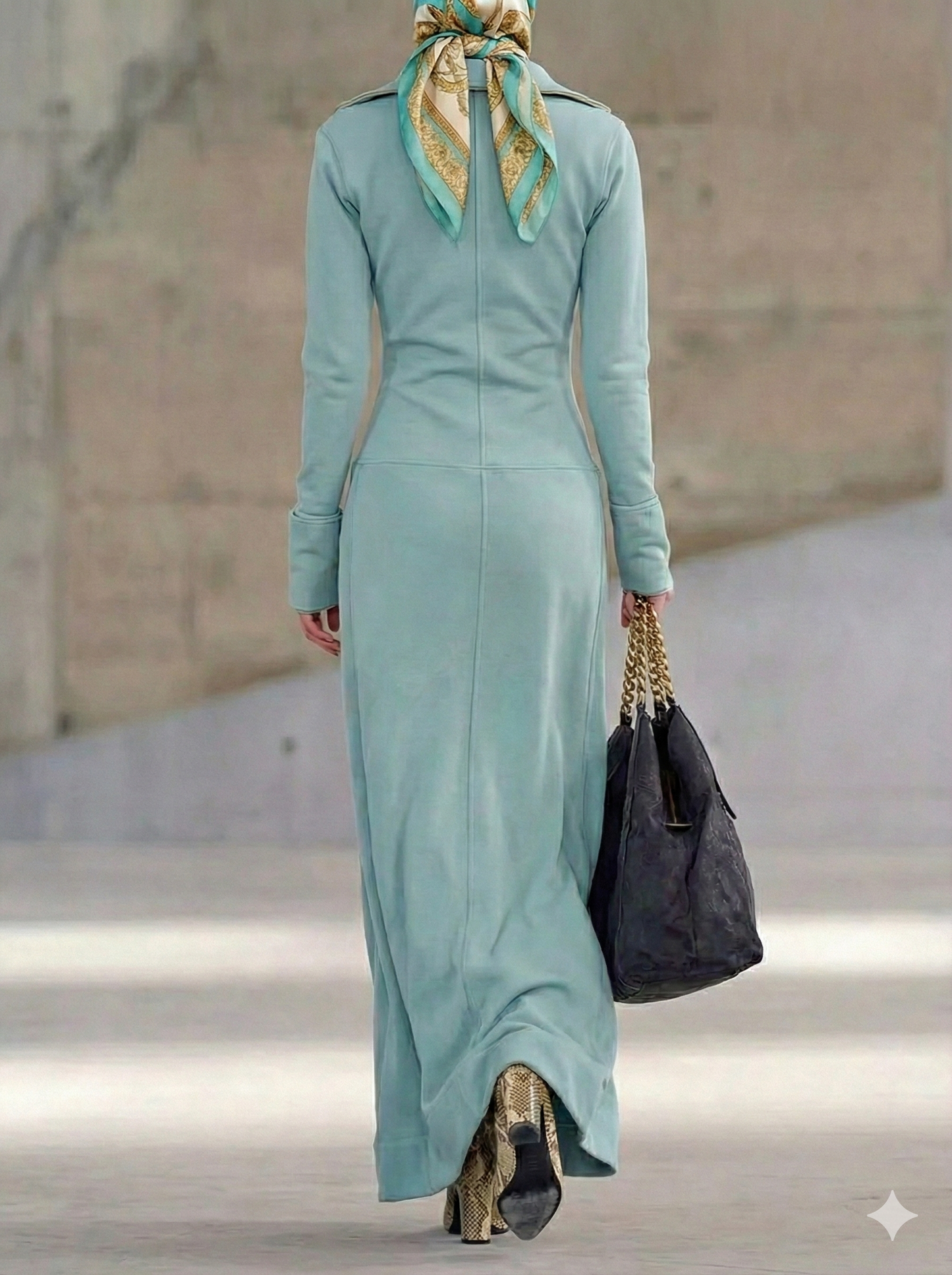 Zip Collar Long Sleeve Maxi Dress