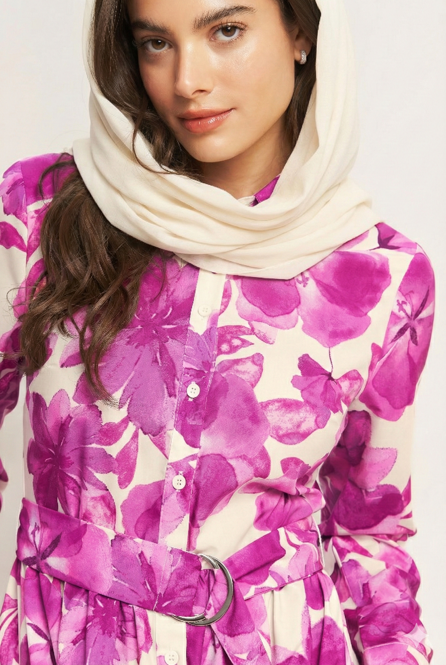 Berry Petal Belted Midi Dress