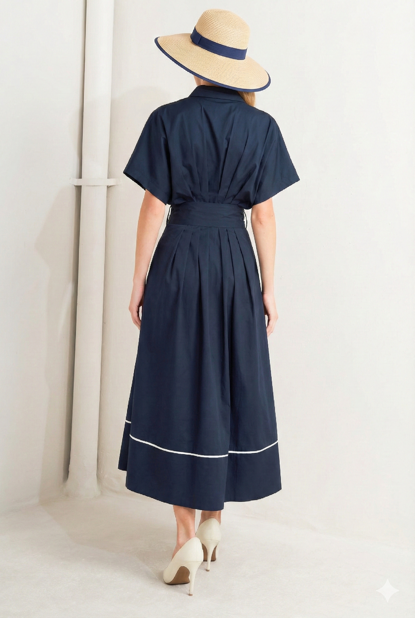 Corset Waist Buttoned Midi Dress