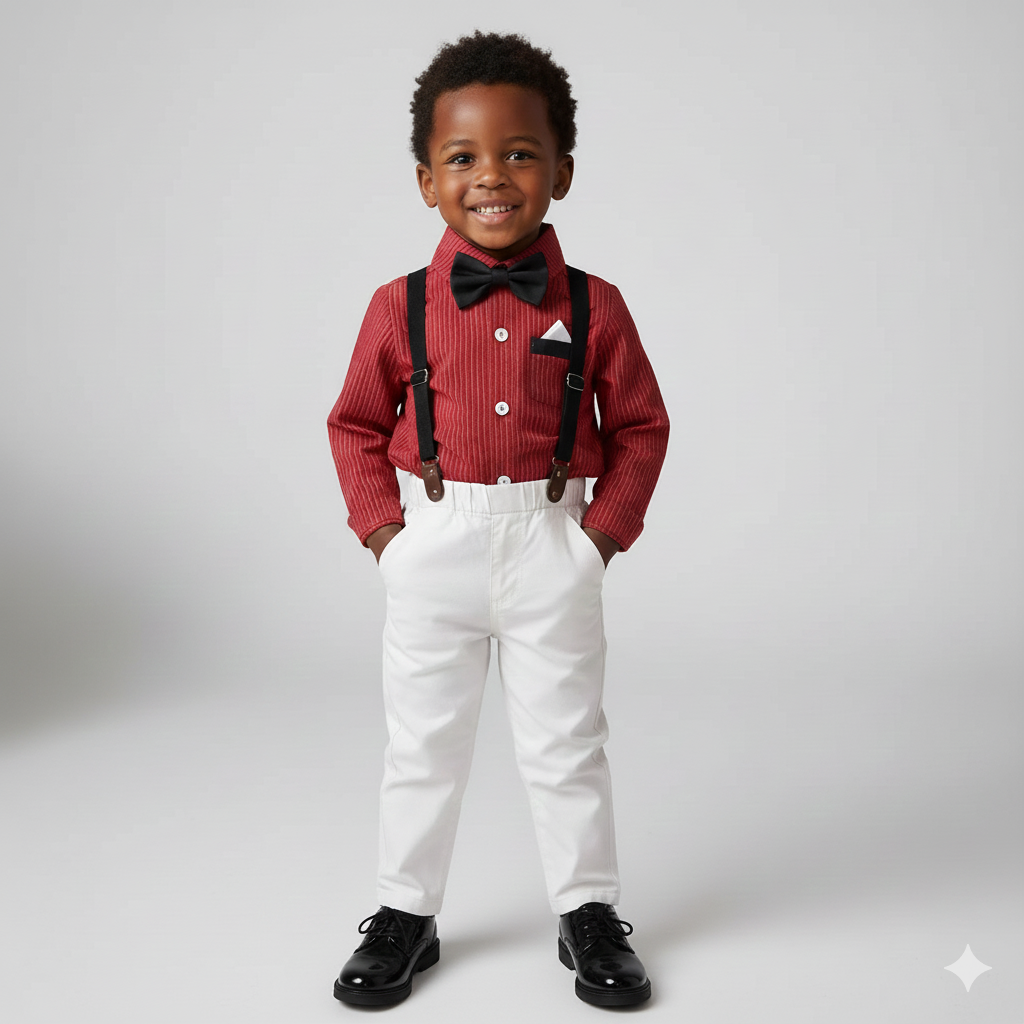 Boy's Striped Shirt and Overall Set