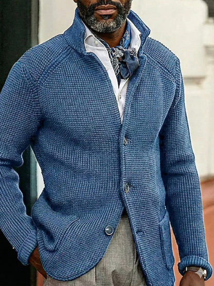 Men's Full Size Textured Knit Button-Down Coat Outerwear