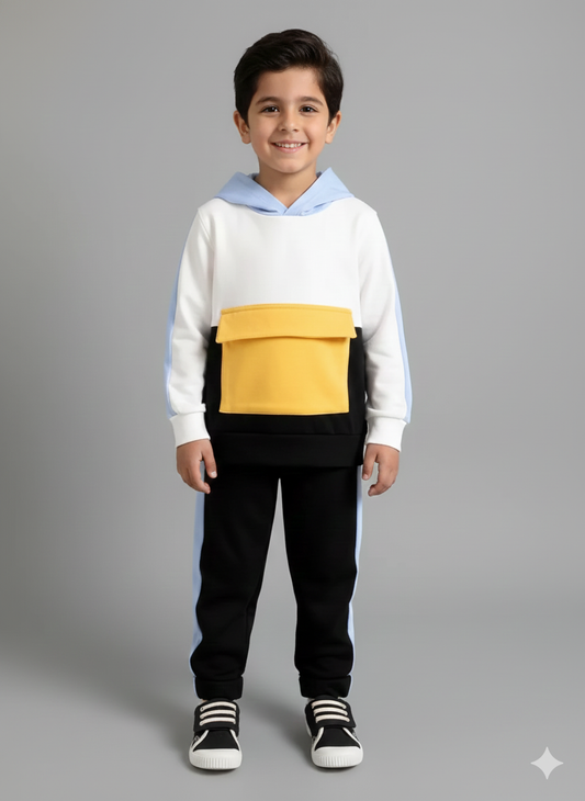 Boy's Color Block Hoodie and Pants Set