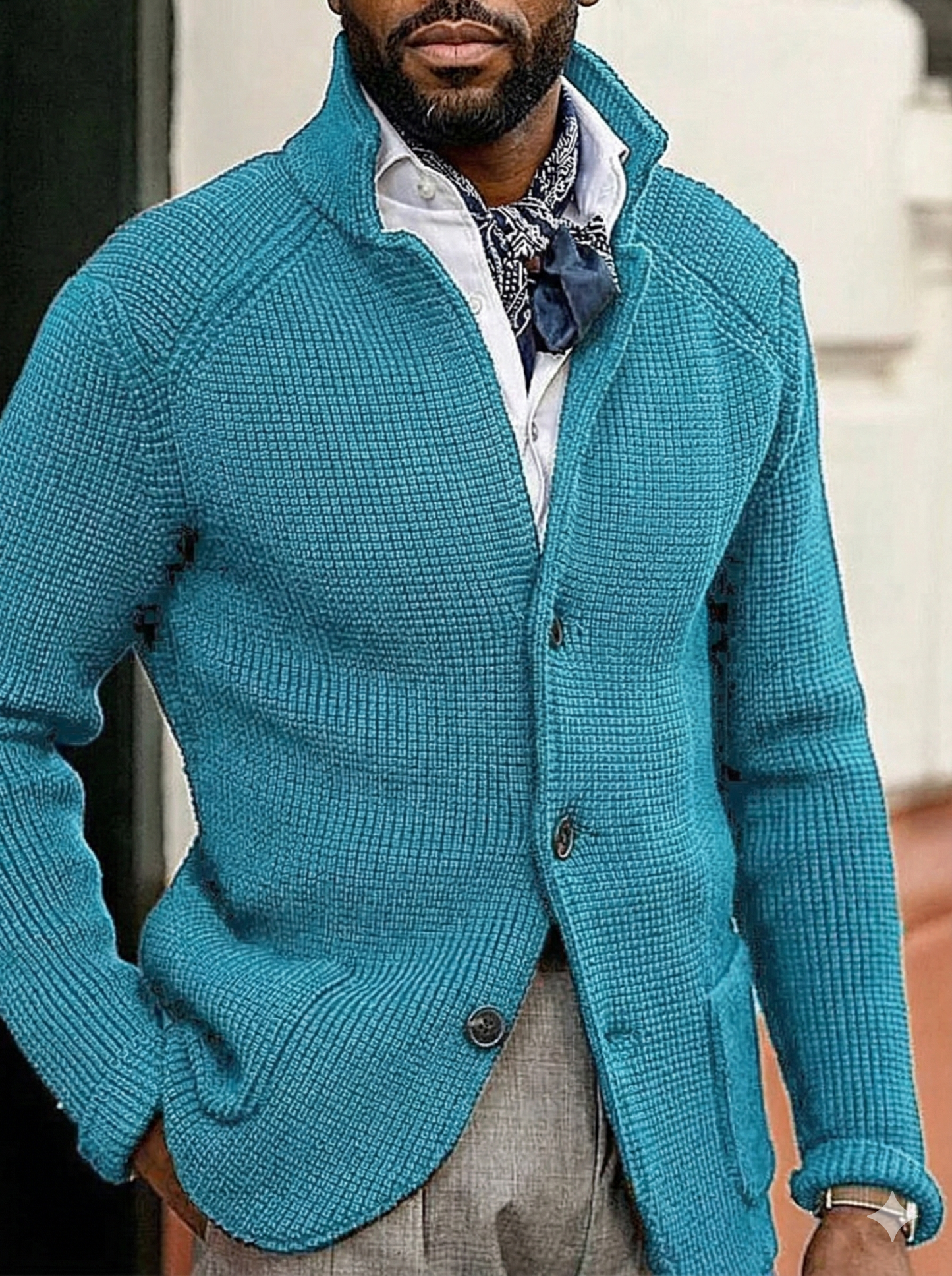 Men's Full Size Textured Knit Button-Down Coat Outerwear