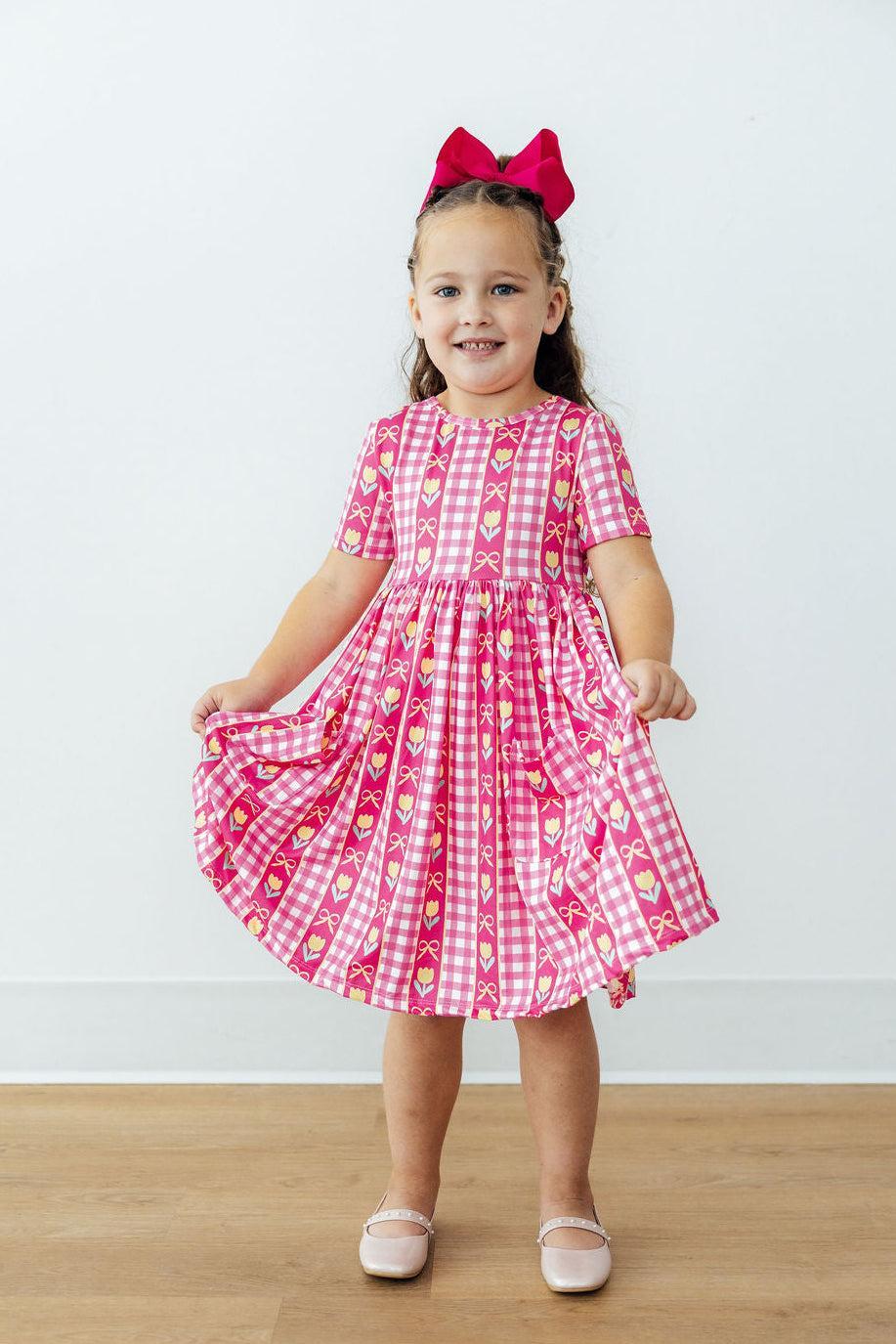 Girl's I Love You Tulip Pocket Twirl Dress
