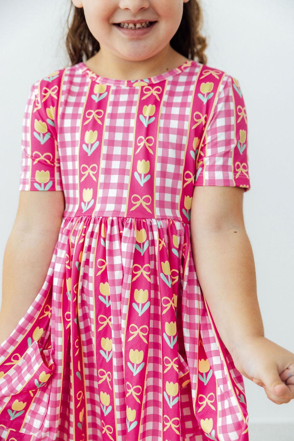 Girl's I Love You Tulip Pocket Twirl Dress