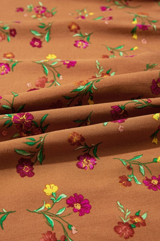 Floral V-Neck Ruffle Sleeve Tiered Dress - Plus Size