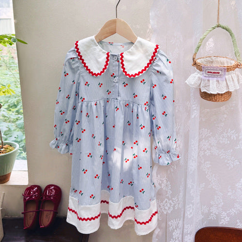 Baby Cherry Pattern Long Sleeves Dress