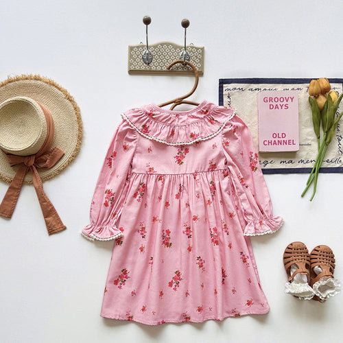 Baby Floral Pattern Long Sleeves Dress with