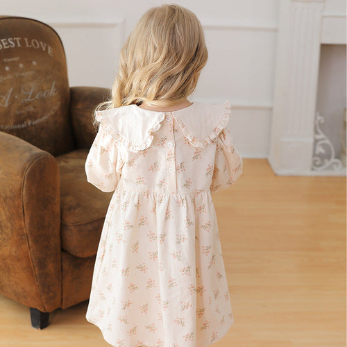 Girl's Flower Pattern Long-sleeved Dress for Stylish Girls