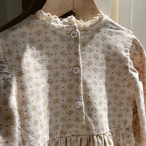 Girls Floral Pattern Long Sleeves Dress