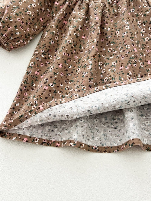 Baby Long Sleeves Vintage Floral Pattern Dress