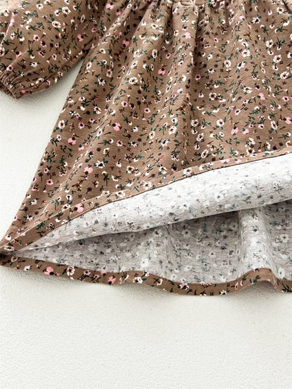 Baby Long Sleeves Vintage Floral Pattern Dress