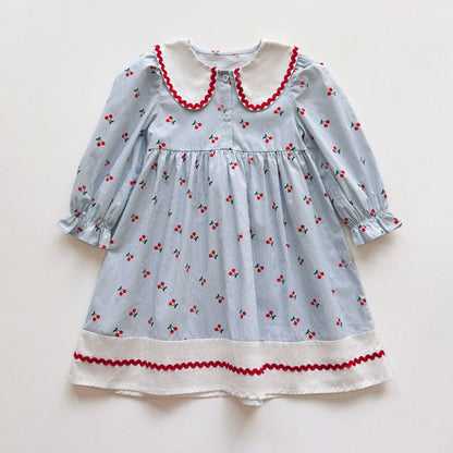 Baby Cherry Pattern Long Sleeves Dress