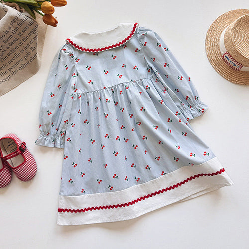 Baby Cherry Pattern Long Sleeves Dress