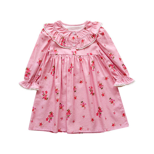 Baby Floral Pattern Long Sleeves Dress with